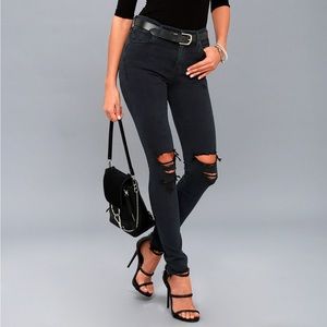 AGOLDE Sophie Hi Rise Skinny Jeans in Ruthless Distressed Ripped Chewed Hem 24